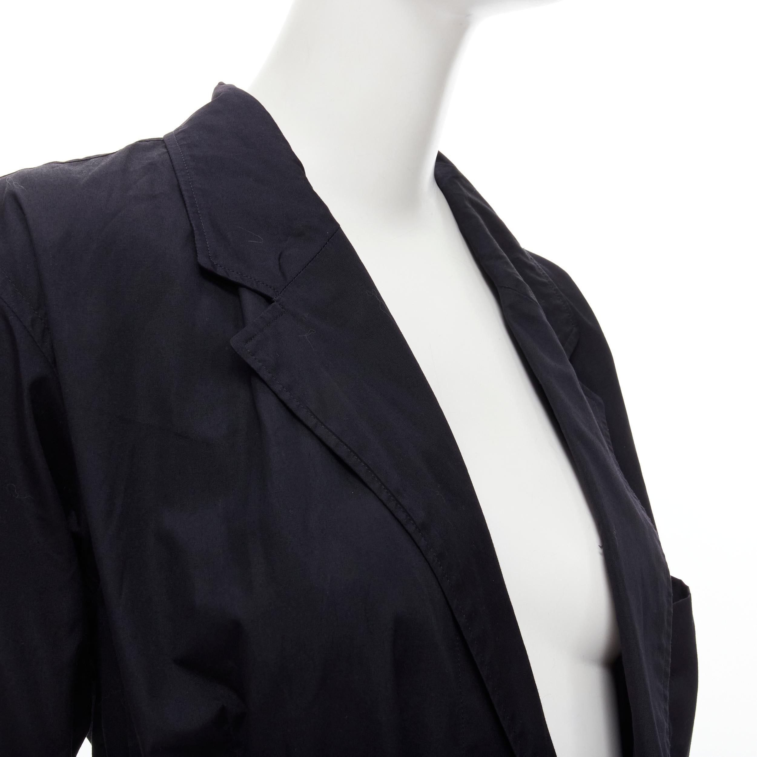 COMME DES GARCONS Vintage 1980s black cotton belted deconstructed blazer  M For Sale 2