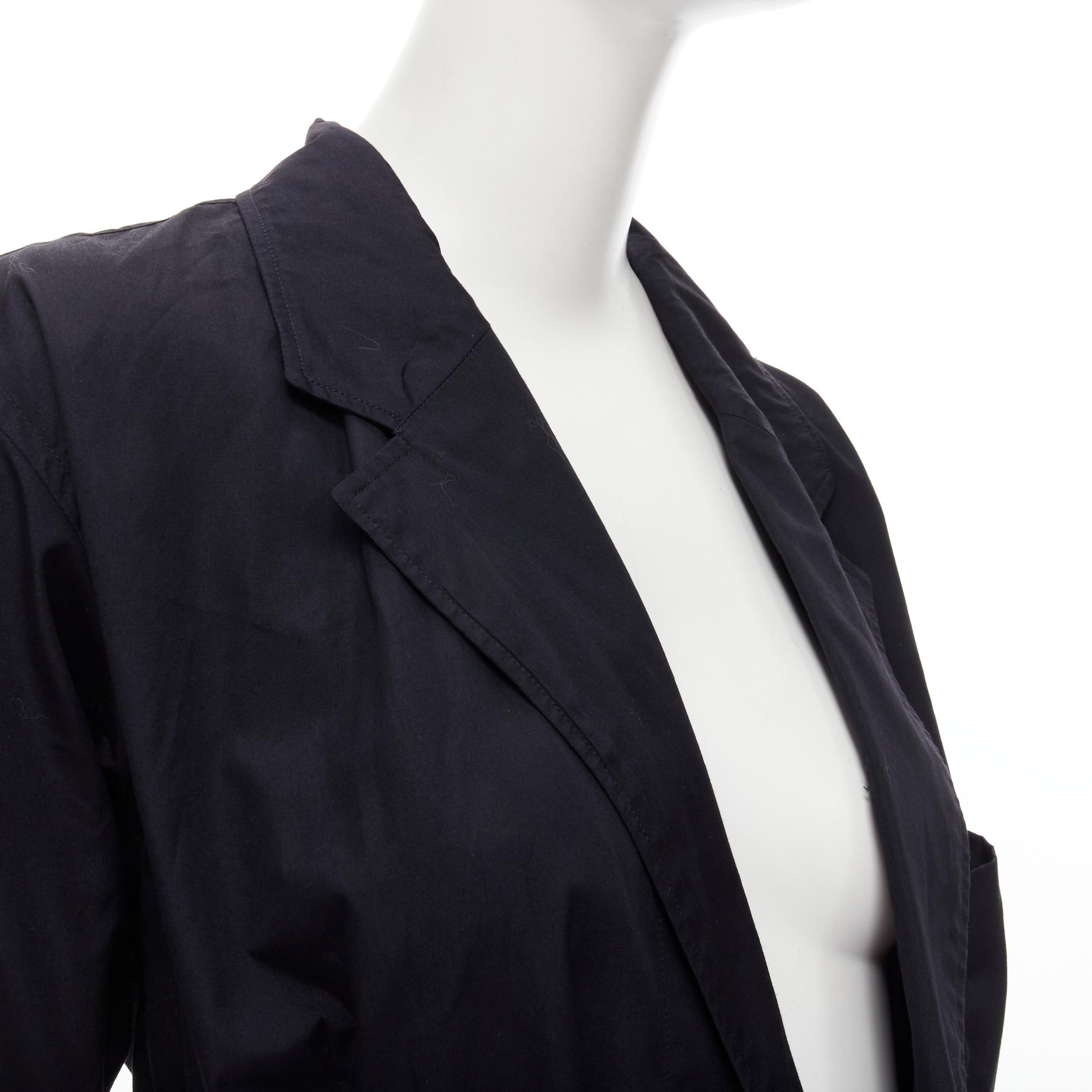 COMME DES GARCONS Vintage 1980s black cotton belted deconstructed blazer  M 2