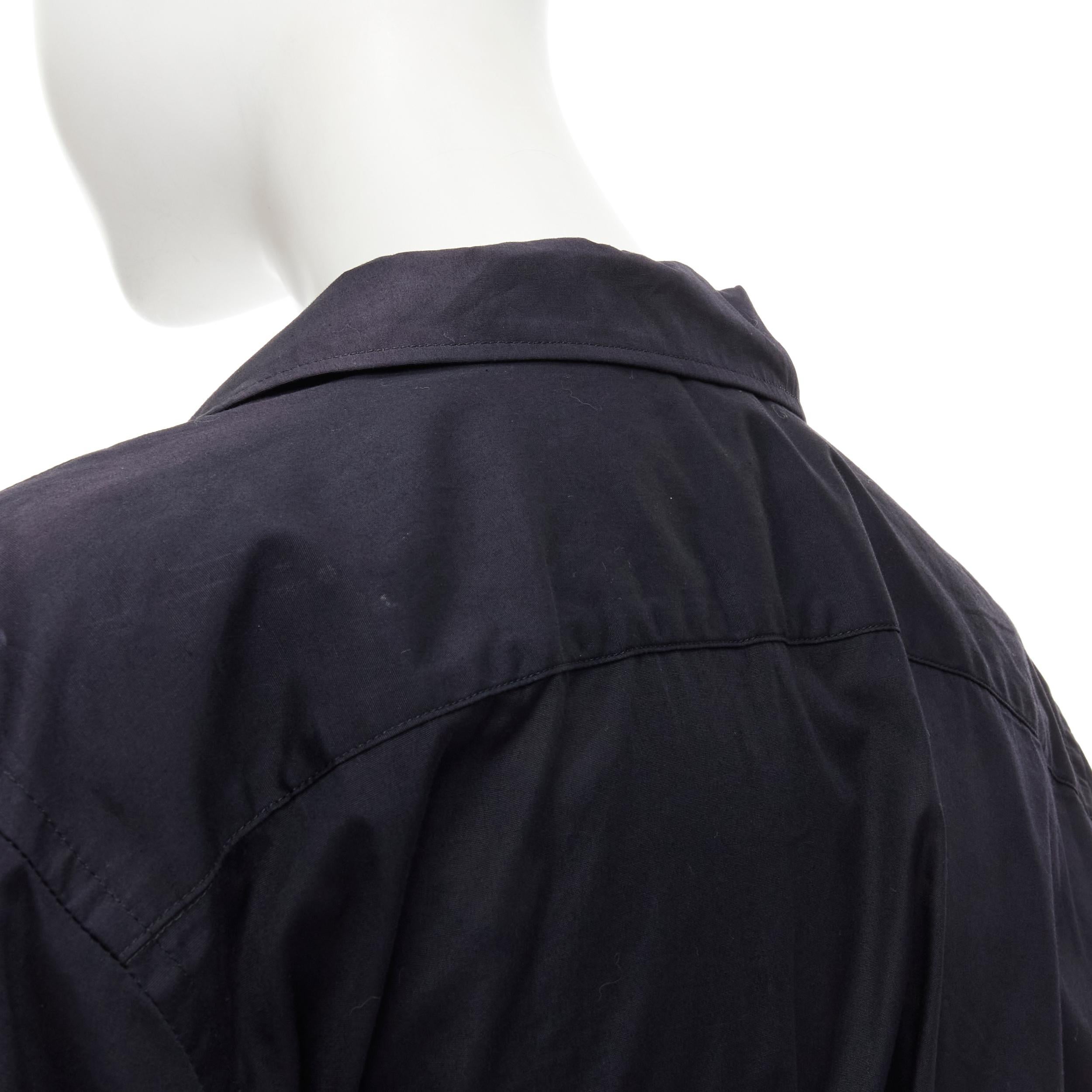 COMME DES GARCONS Vintage 1980s black cotton belted deconstructed blazer  M For Sale 3