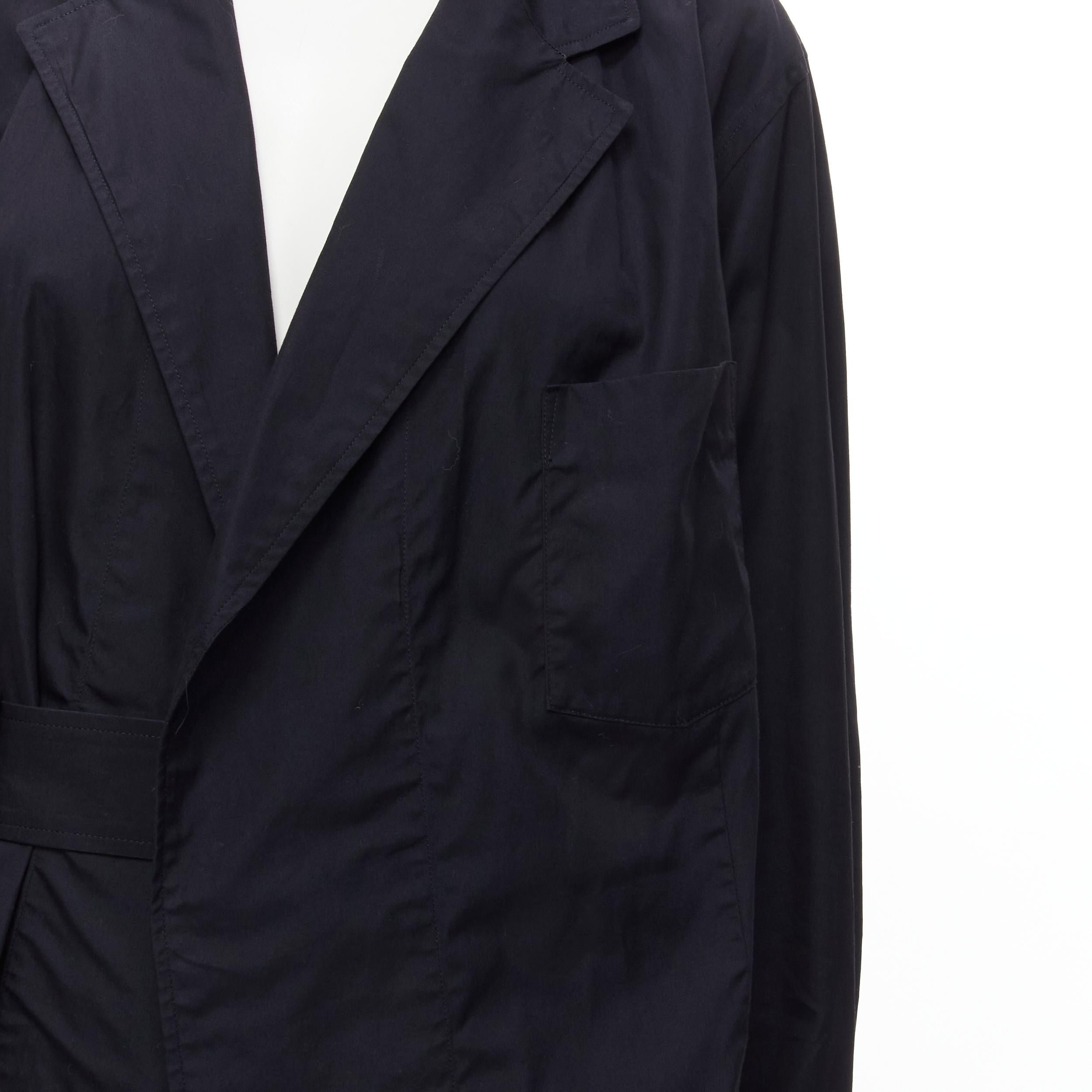 COMME DES GARCONS Vintage 1980s black cotton belted deconstructed blazer  M For Sale 4