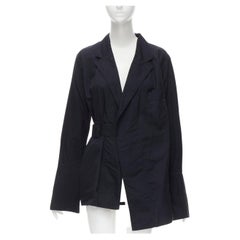 COMME DES GARCONS - Blazer vintage déconstruit à ceinture en coton noir, années 1980  M