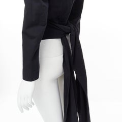COMME DES GARCONS Vintage 1980's black cotton draped hem light blazer jacket M