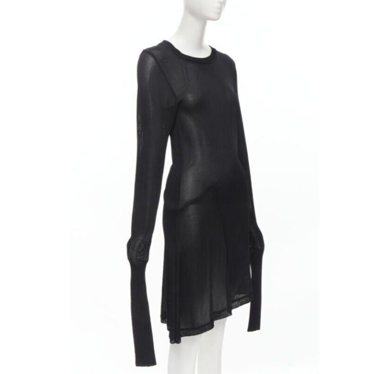 Black COMME DES GARCONS Vintage 1980s black extra long sleeves angular sweater dress For Sale