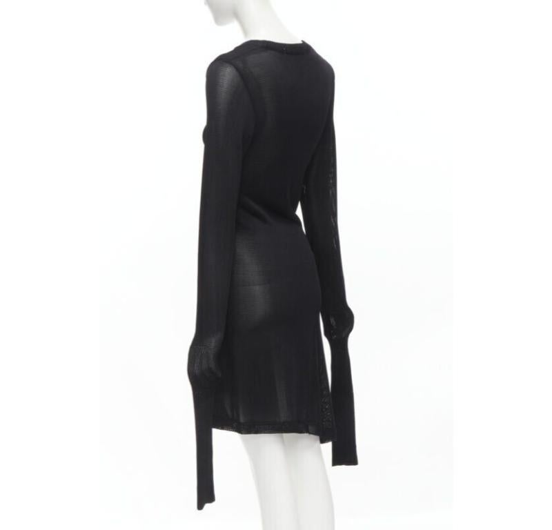 COMME DES GARCONS Vintage 1980s black extra long sleeves angular sweater dress For Sale 1