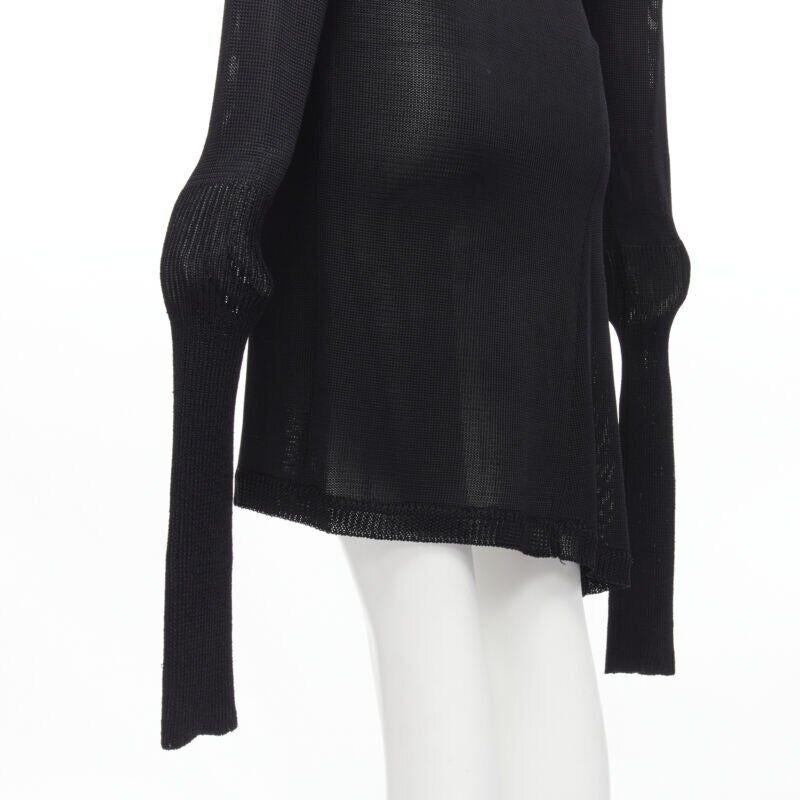 COMME DES GARCONS Vintage 1980s black extra long sleeves angular sweater dress For Sale 3