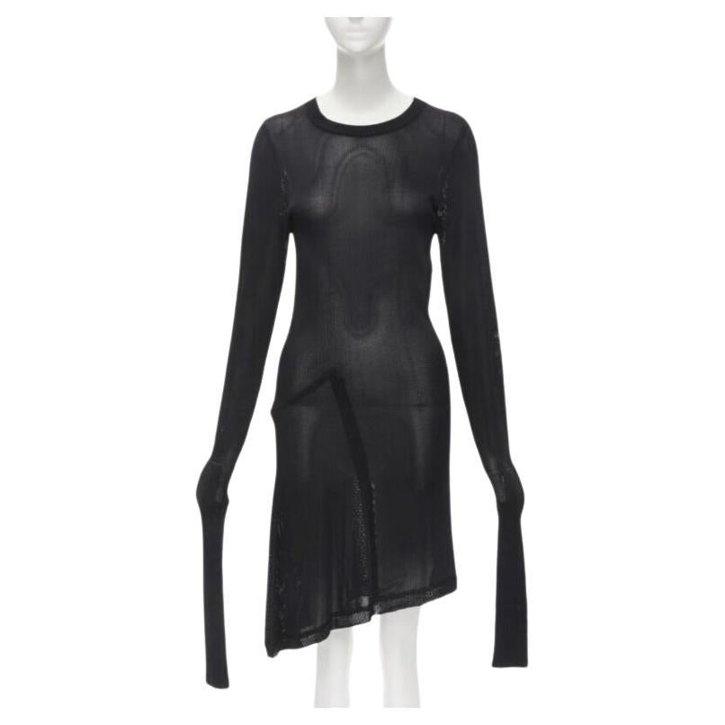 COMME DES GARCONS Vintage 1980s black extra long sleeves angular sweater dress For Sale