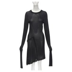 COMME DES GARCONS Vintage anni '80, abito nero con maniche extra lunghe e maglione angolare