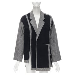 COMME DES GARCONS Vintage 1980s black houndstooth patchwork panelled blazer rare