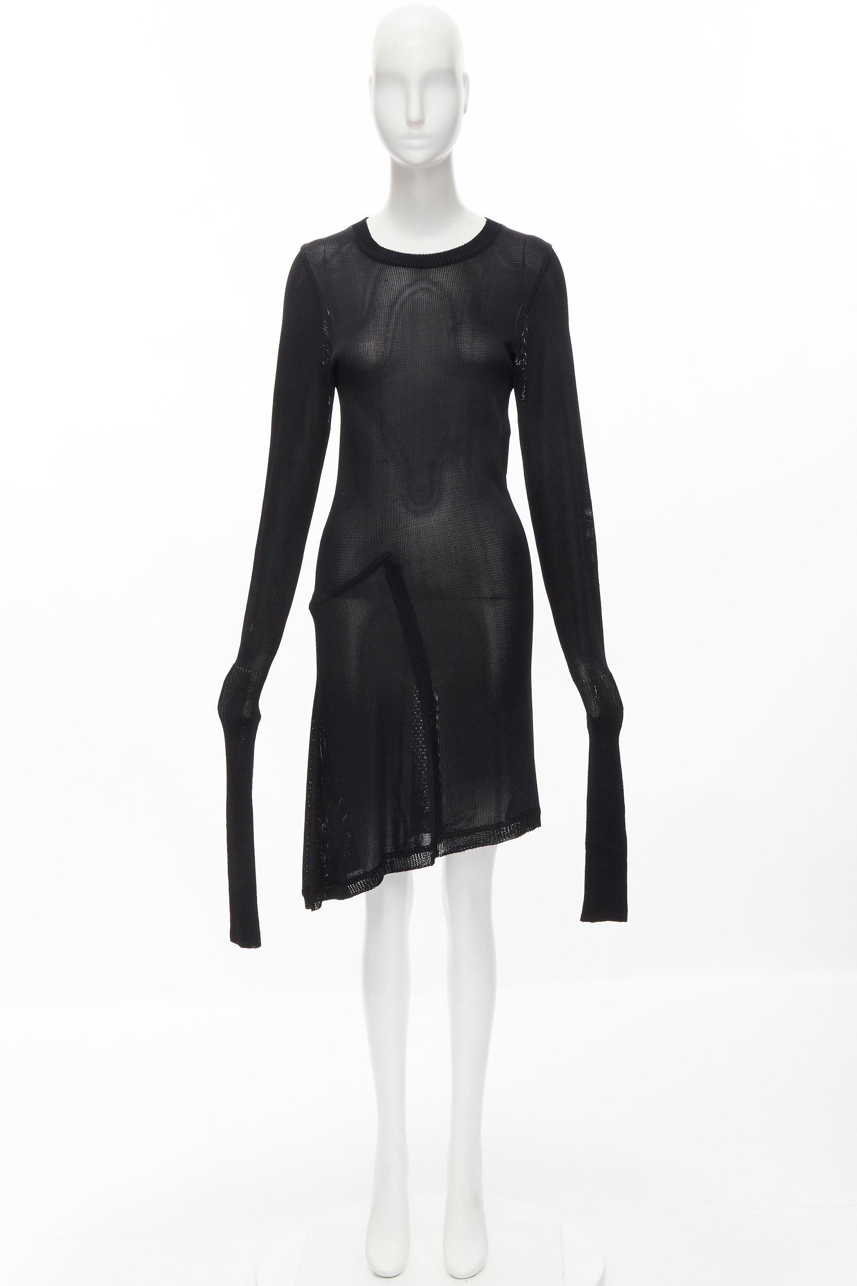 COMME DES GARCONS Vintage 1980s black knitted extra long sleeves sweater dress For Sale 5