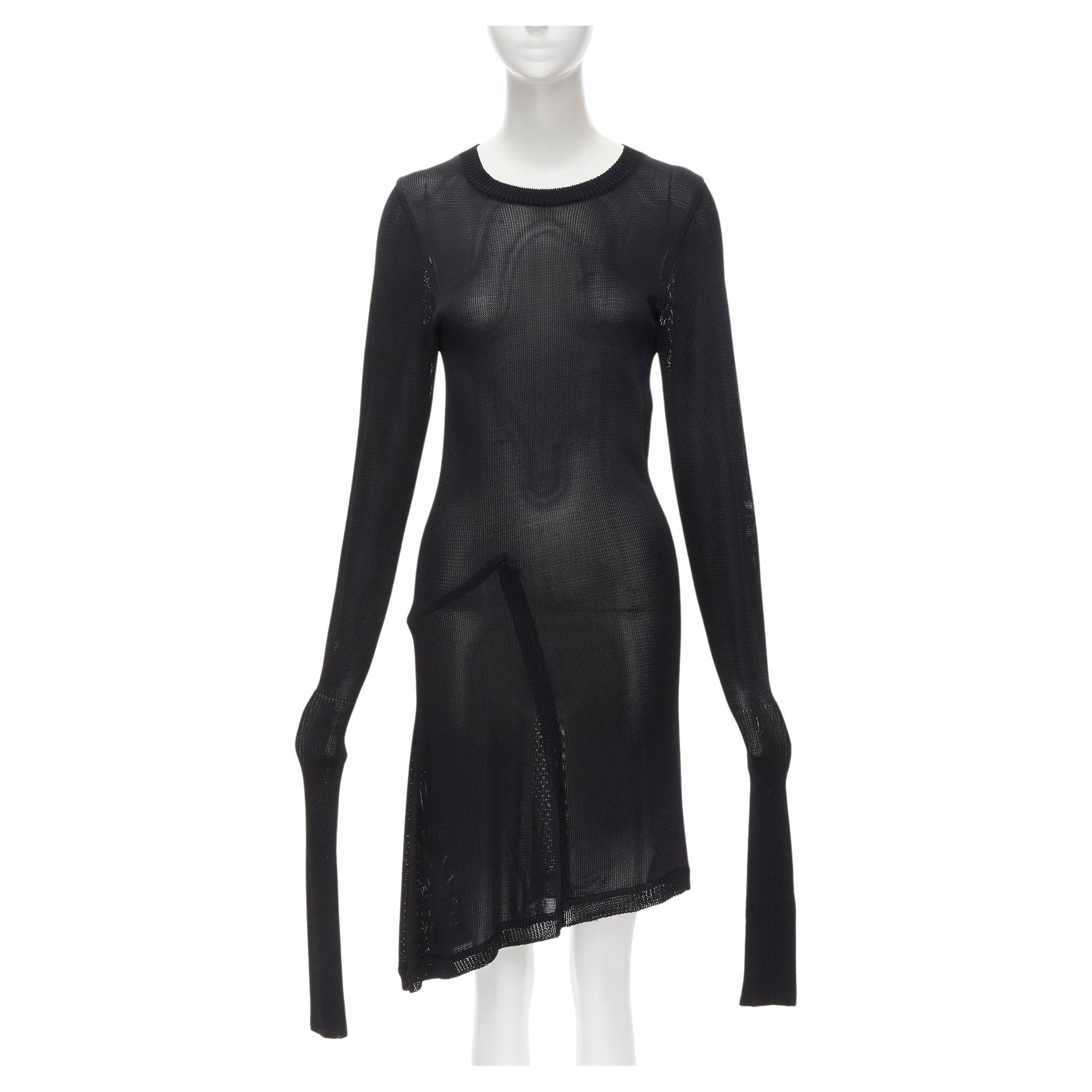 COMME DES GARCONS Vintage 1980s black knitted extra long sleeves sweater dress For Sale