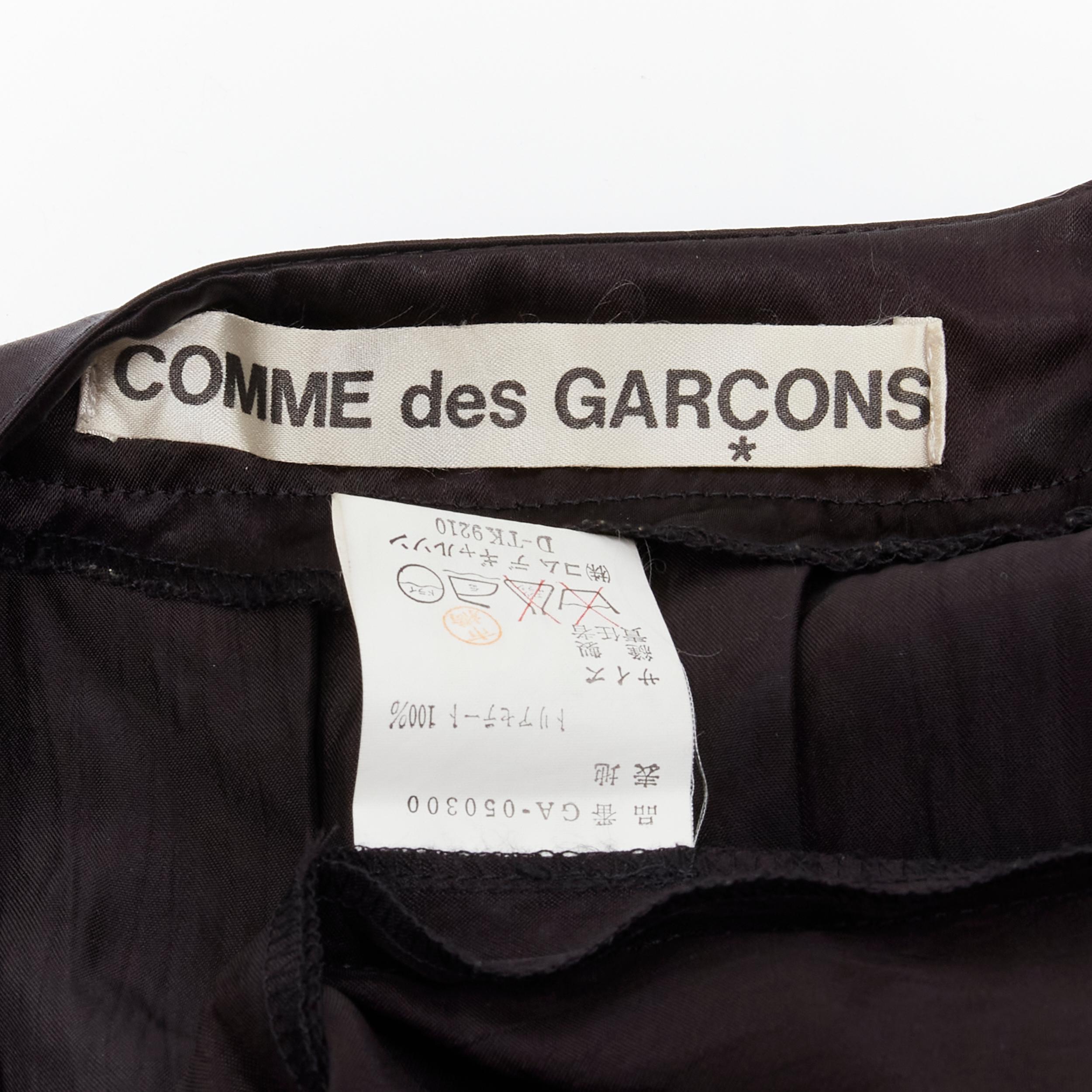 COMME DES GARCONS Vintage 1980s black triacetate V-neck oversized belted dress For Sale 5
