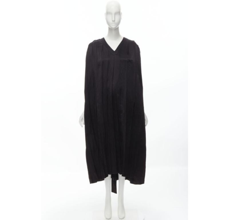 COMME DES GARCONS Abito vintage anni '80 in triacetato nero con scollo a V e cintura a pieghe in vendita 6