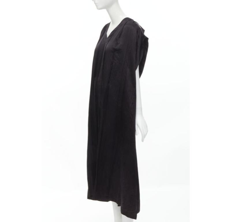 COMME DES GARCONS Abito vintage anni '80 in triacetato nero con scollo a V e cintura a pieghe in vendita 2