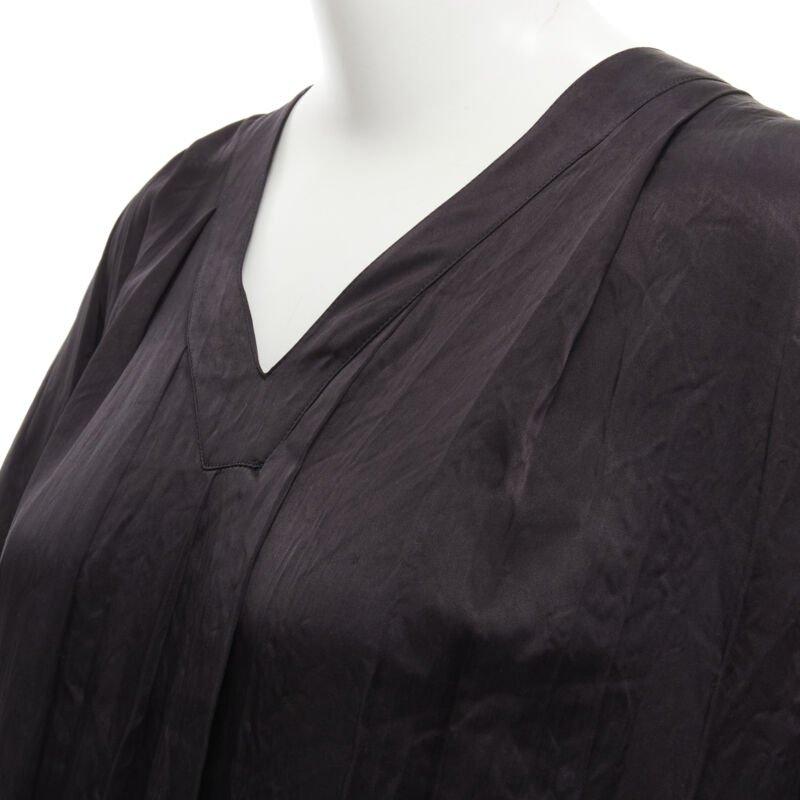 COMME DES GARCONS Abito vintage anni '80 in triacetato nero con scollo a V e cintura a pieghe in vendita 3