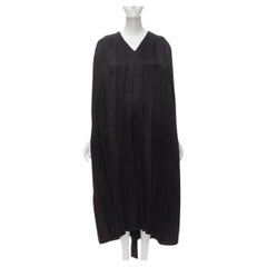 COMME DES GARCONS Vintage 1980s black triacetate V-neck pleated belted dress