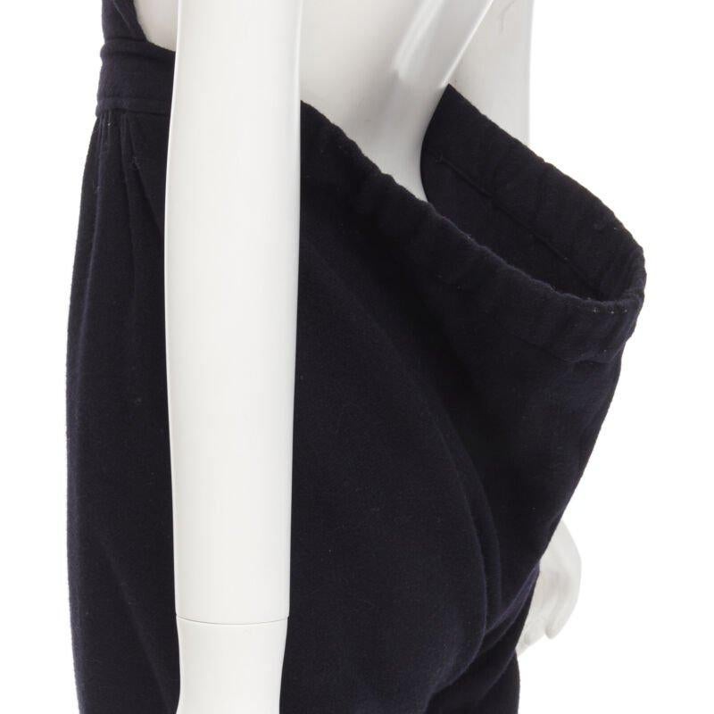 Black COMME DES GARCONS Vintage 1980's black wool cross back cropped jumpsuit S For Sale
