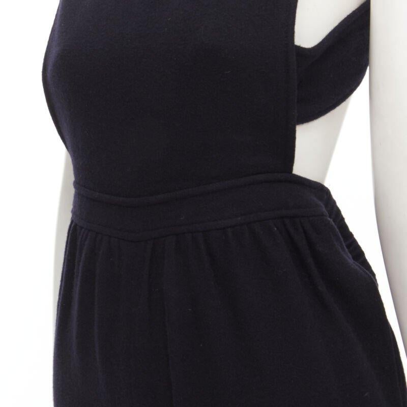 COMME DES GARCONS Vintage 1980's black wool cross back cropped jumpsuit S For Sale 3