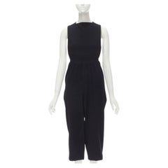 COMME DES GARCONS Vintage 1980's black wool cross back cropped jumpsuit S