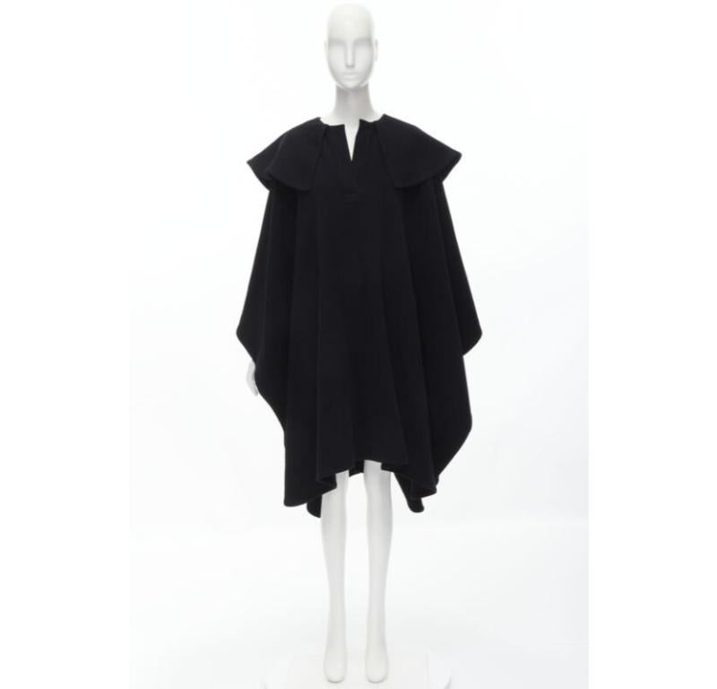 COMME DES GARCONS Vintage 1980s black wool wide ruffle collar circle poncho cape For Sale 5