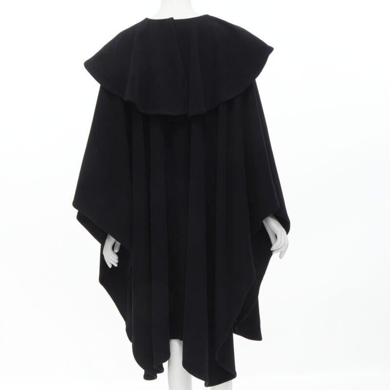 Women's COMME DES GARCONS Vintage 1980s black wool wide ruffle collar circle poncho cape For Sale