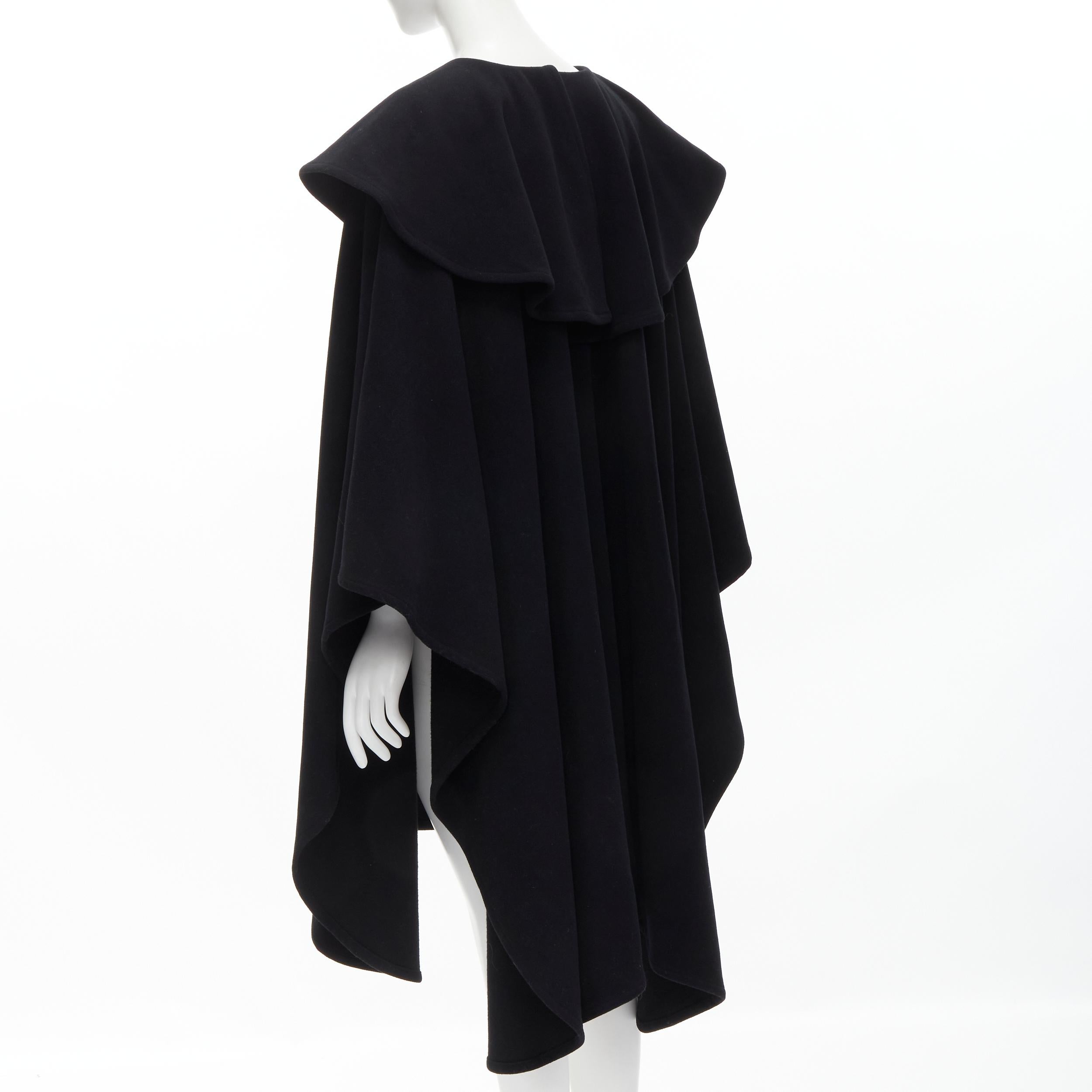 Black COMME DES GARCONS Vintage 1980s black wool wide ruffle collar circle poncho cape For Sale