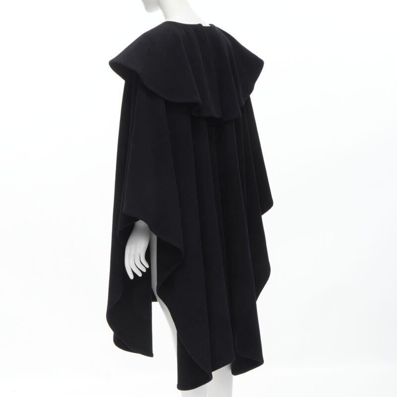 COMME DES GARCONS Vintage 1980s black wool wide ruffle collar circle poncho cape For Sale 1