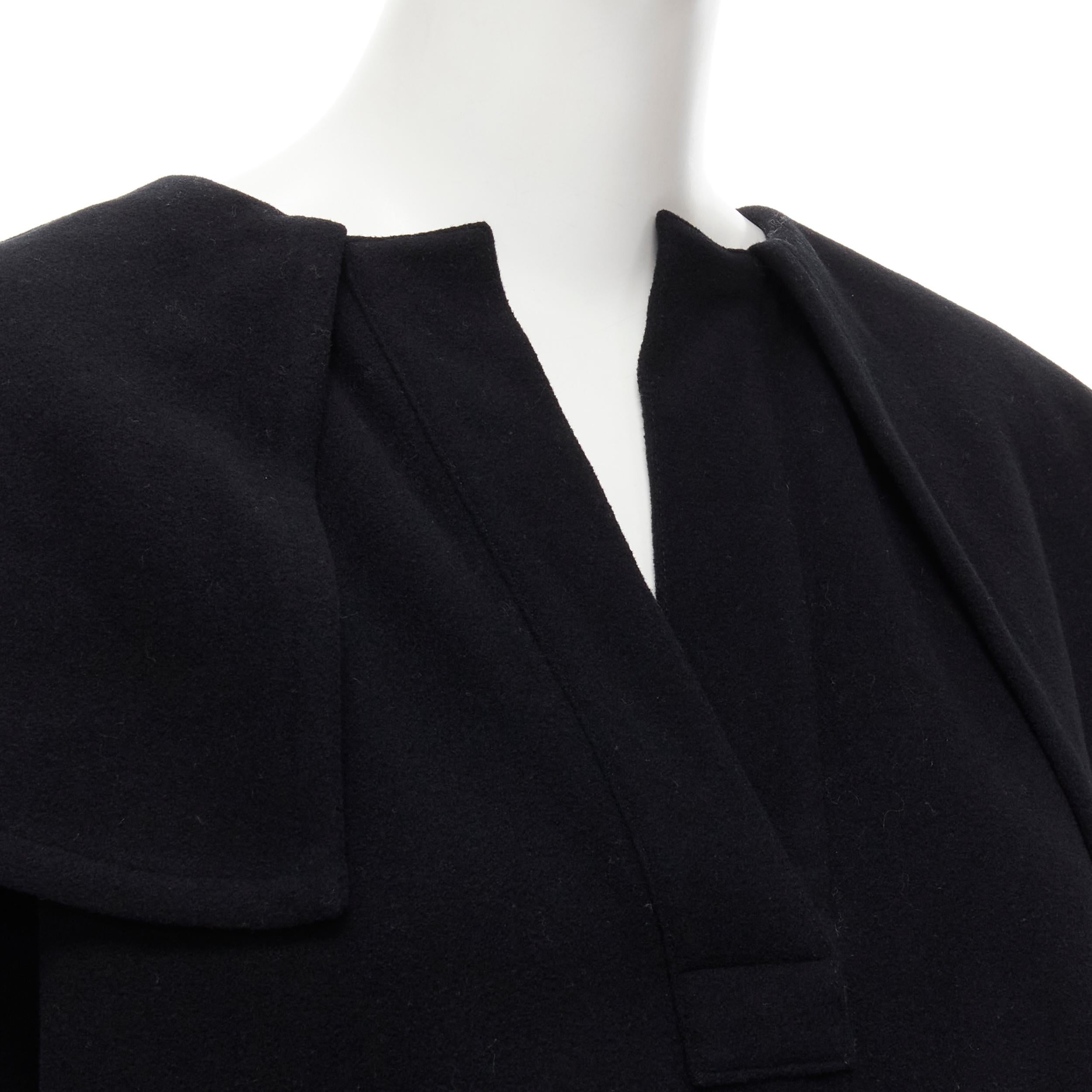 COMME DES GARCONS Vintage 1980s black wool wide ruffle collar circle poncho cape In Excellent Condition For Sale In Hong Kong, NT