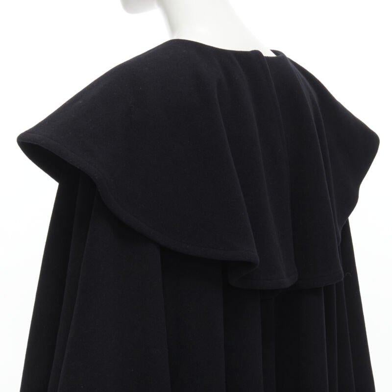 COMME DES GARCONS Vintage 1980s black wool wide ruffle collar circle poncho cape For Sale 3