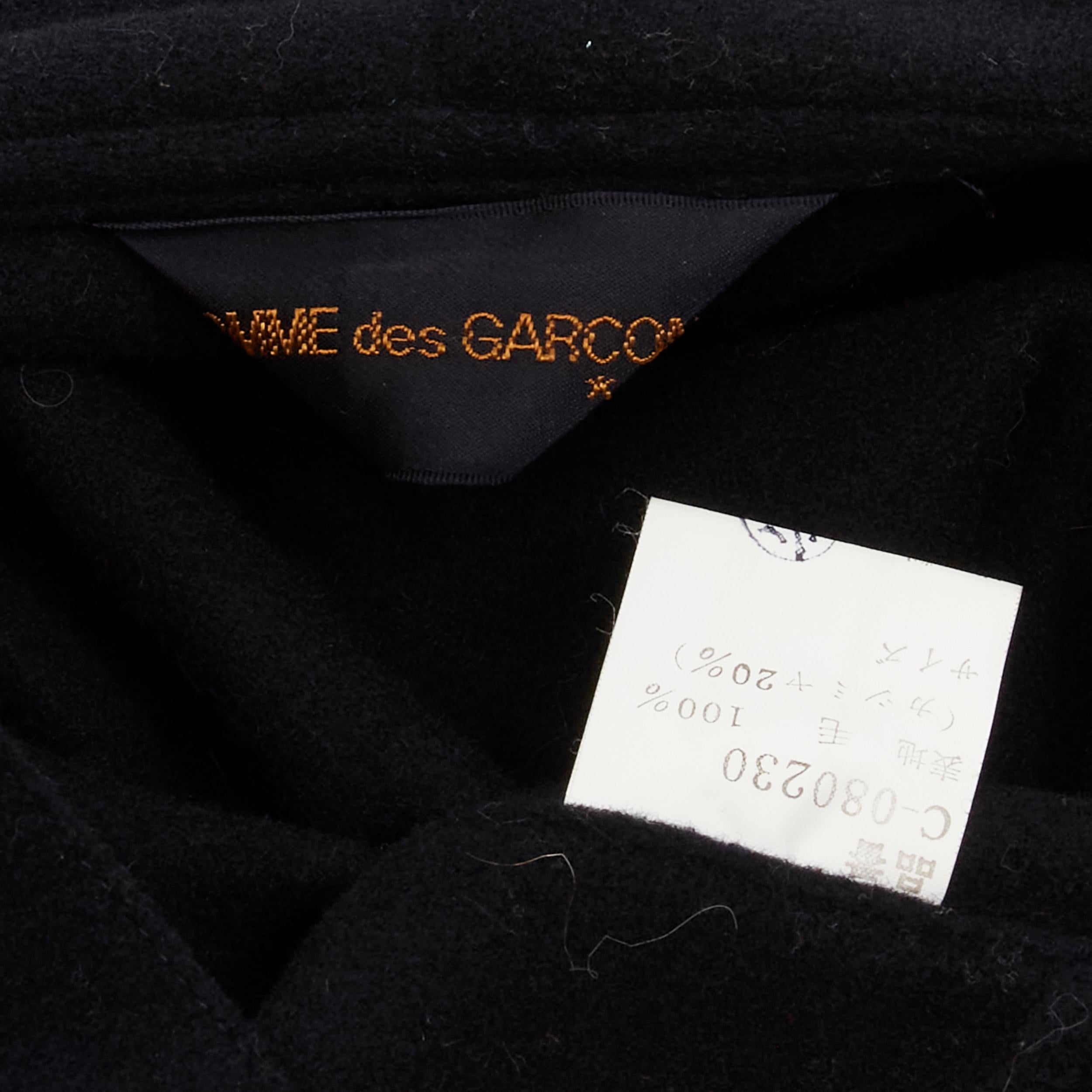 COMME DES GARCONS Vintage 1980s black wool wide ruffle collar circle poncho cape For Sale 1