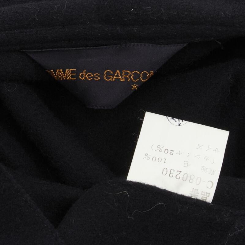 COMME DES GARCONS Vintage 1980s black wool wide ruffle collar circle poncho cape For Sale 4