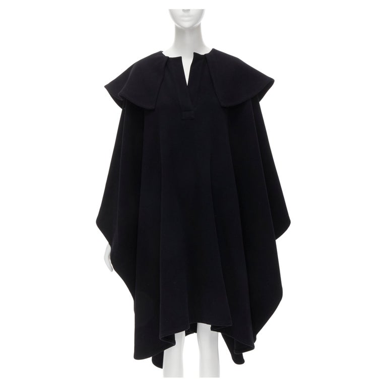 COMME DES GARCONS Vintage 1980s black wool wide ruffle collar circle ...