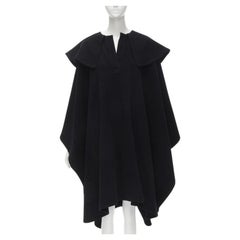 COMME DES GARCONS Vintage 1980 laine noire large col à volants cercle poncho cape