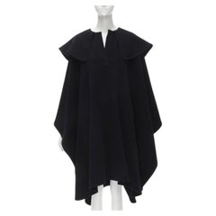 COMME DES GARCONS Vintage 1980s black wool wide ruffle collar circle poncho cape