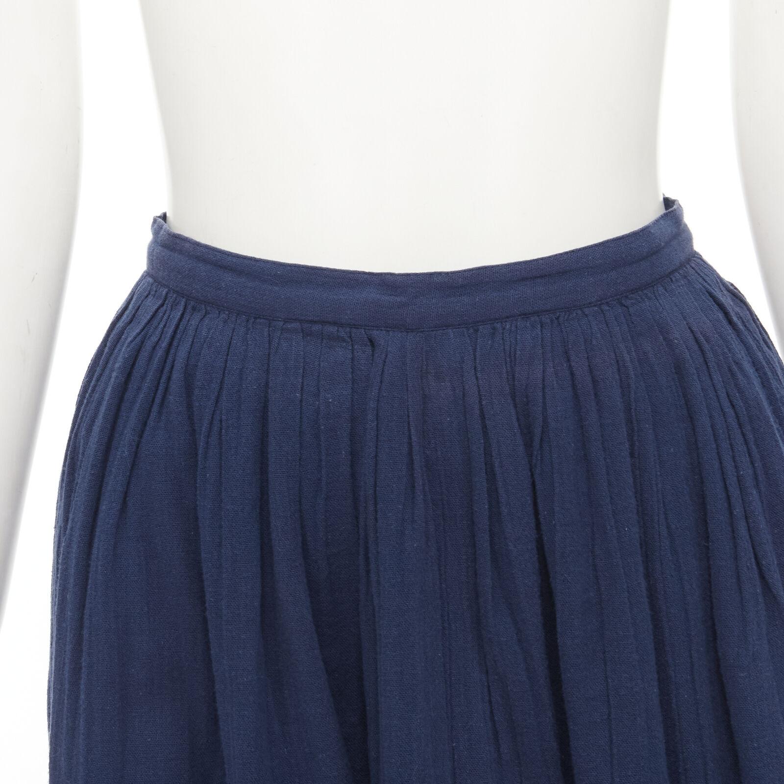 COMME DES GARCONS Vintage 1980's blue crinkled asymmetric waterfall draped skirt For Sale 2