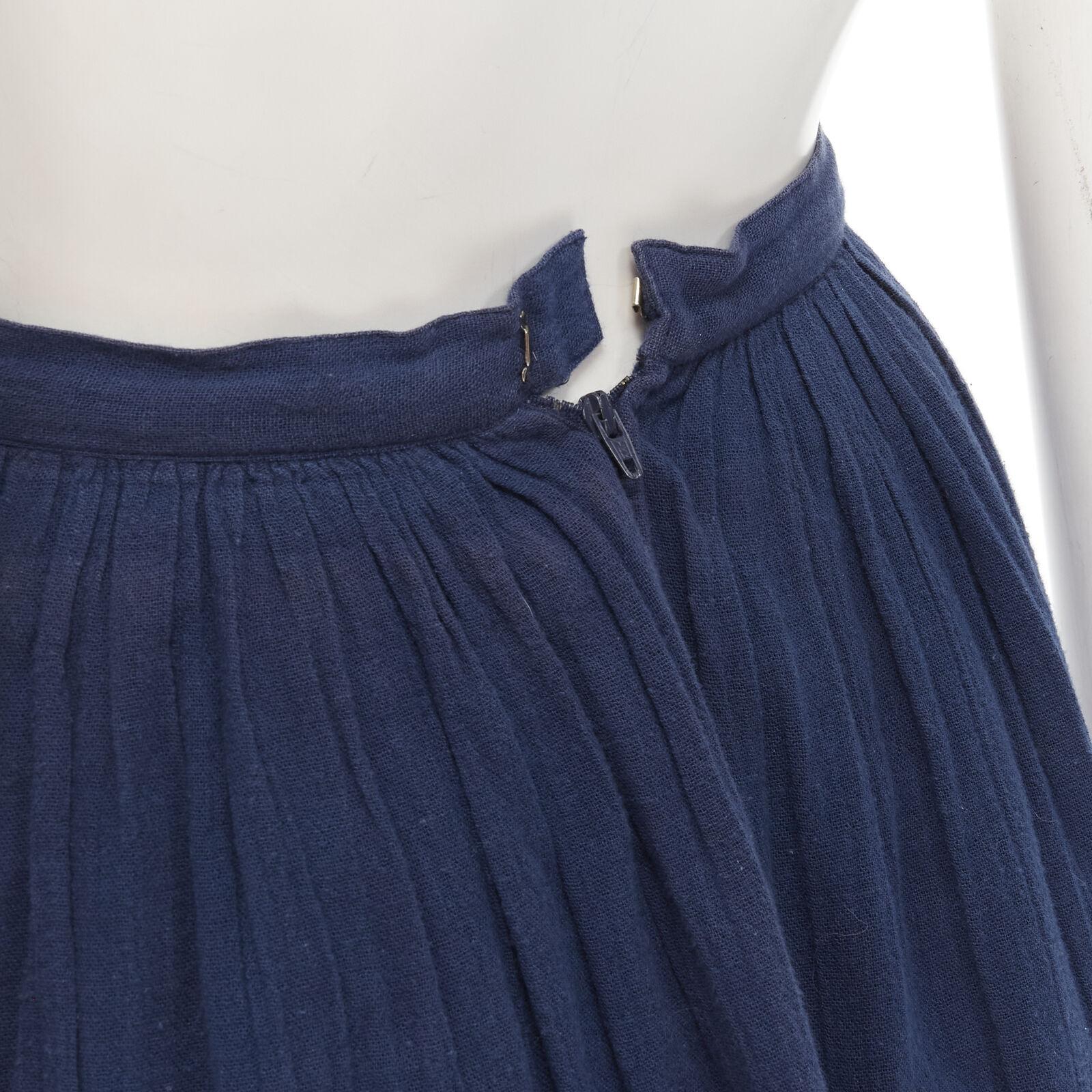 COMME DES GARCONS Vintage 1980's blue crinkled asymmetric waterfall draped skirt For Sale 3