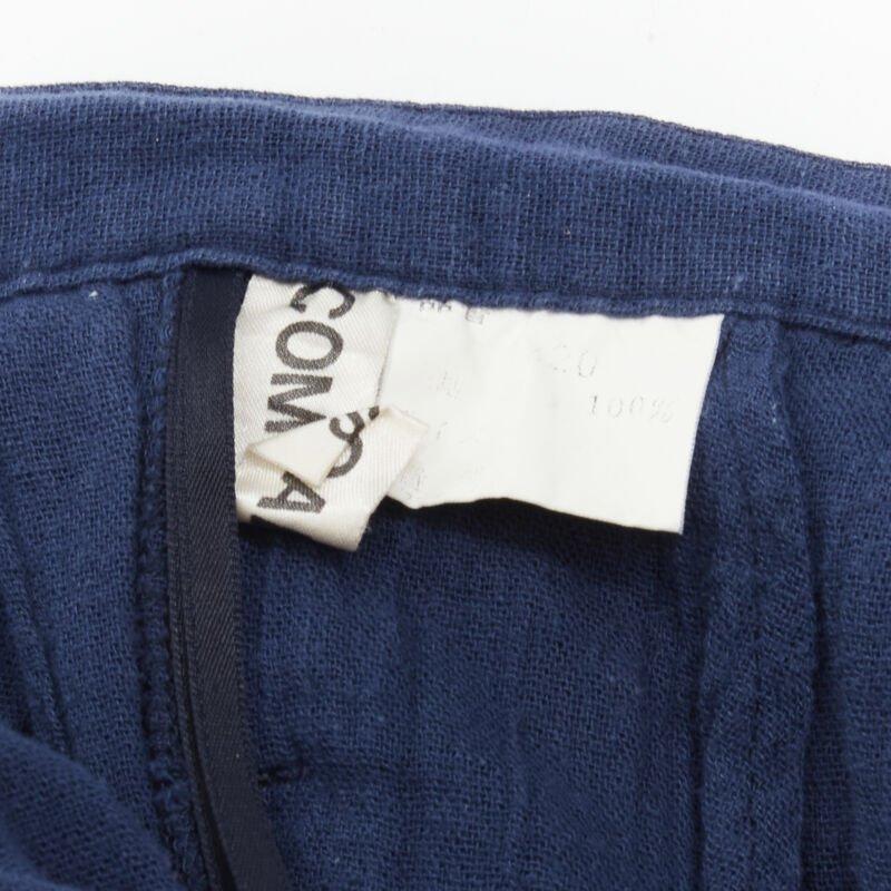 COMME DES GARCONS Vintage 1980's blue crinkled asymmetric waterfall draped skirt For Sale 4