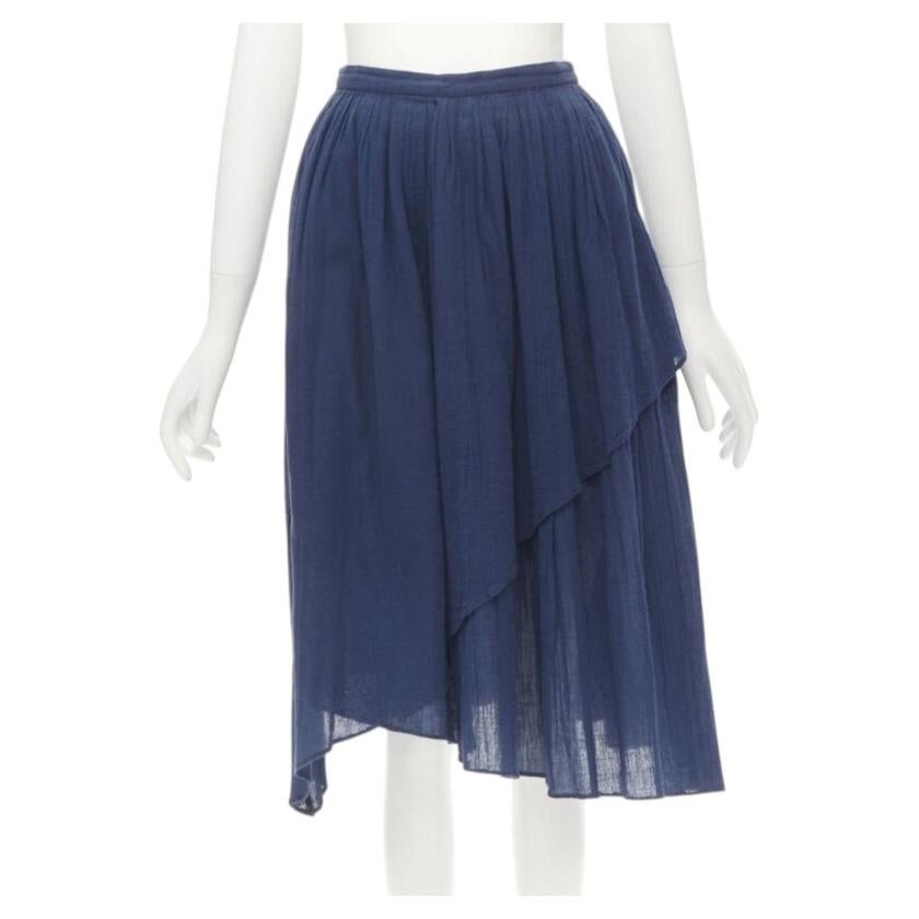 Pre-owned Comme Des Garçons Homme Deux Comme Des Garcons Vintage 1980's Blue Crinkled Asymmetric Waterfall Draped Skirt