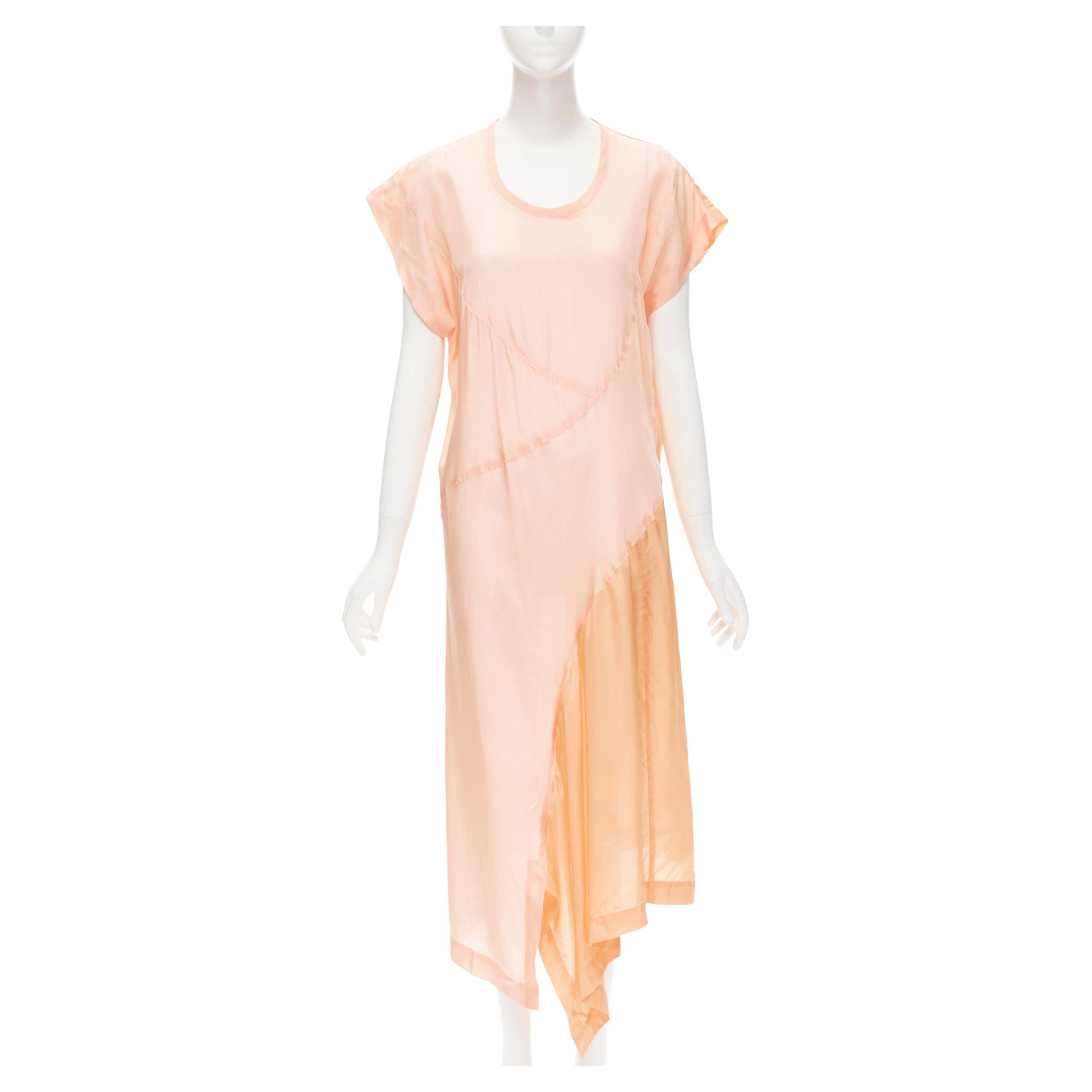 COMME DES GARCONS Vintage 1980's blush orange irregular seam bias cut dress S