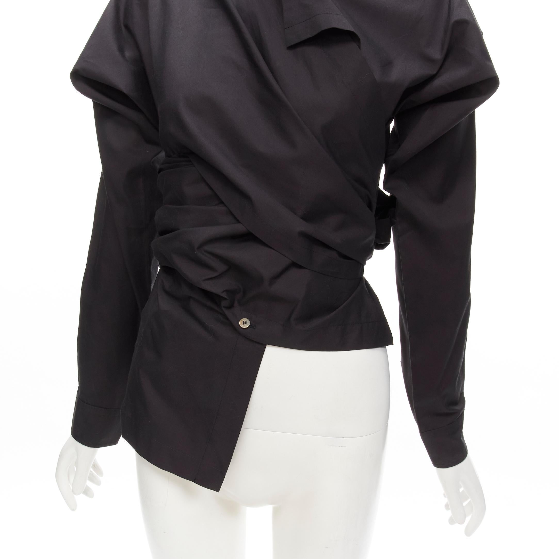 COMME DES GARCONS Vintage 1980's deconstructed wrap bias placket cutout shirt M For Sale 5