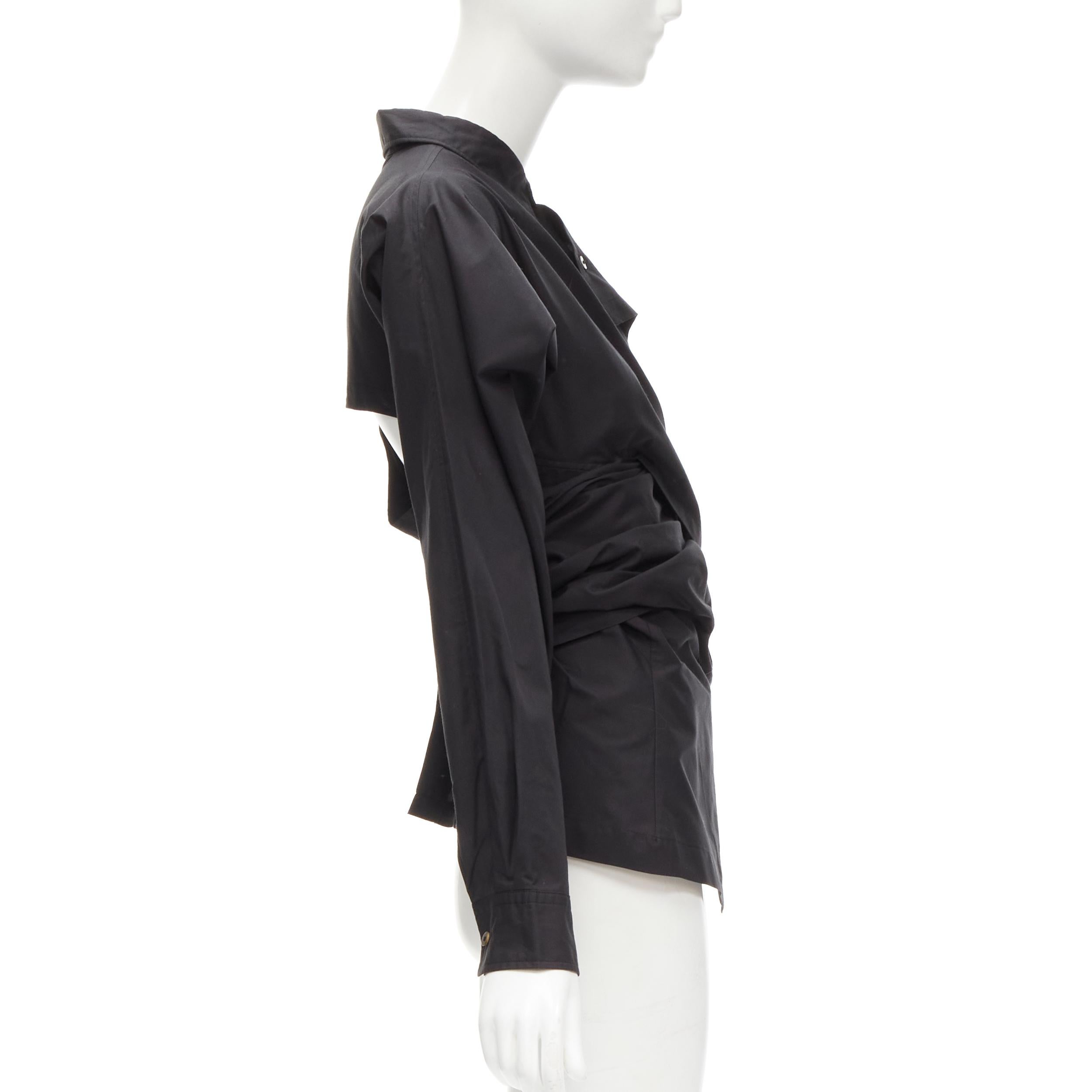 Women's COMME DES GARCONS Vintage 1980's deconstructed wrap bias placket cutout shirt M For Sale