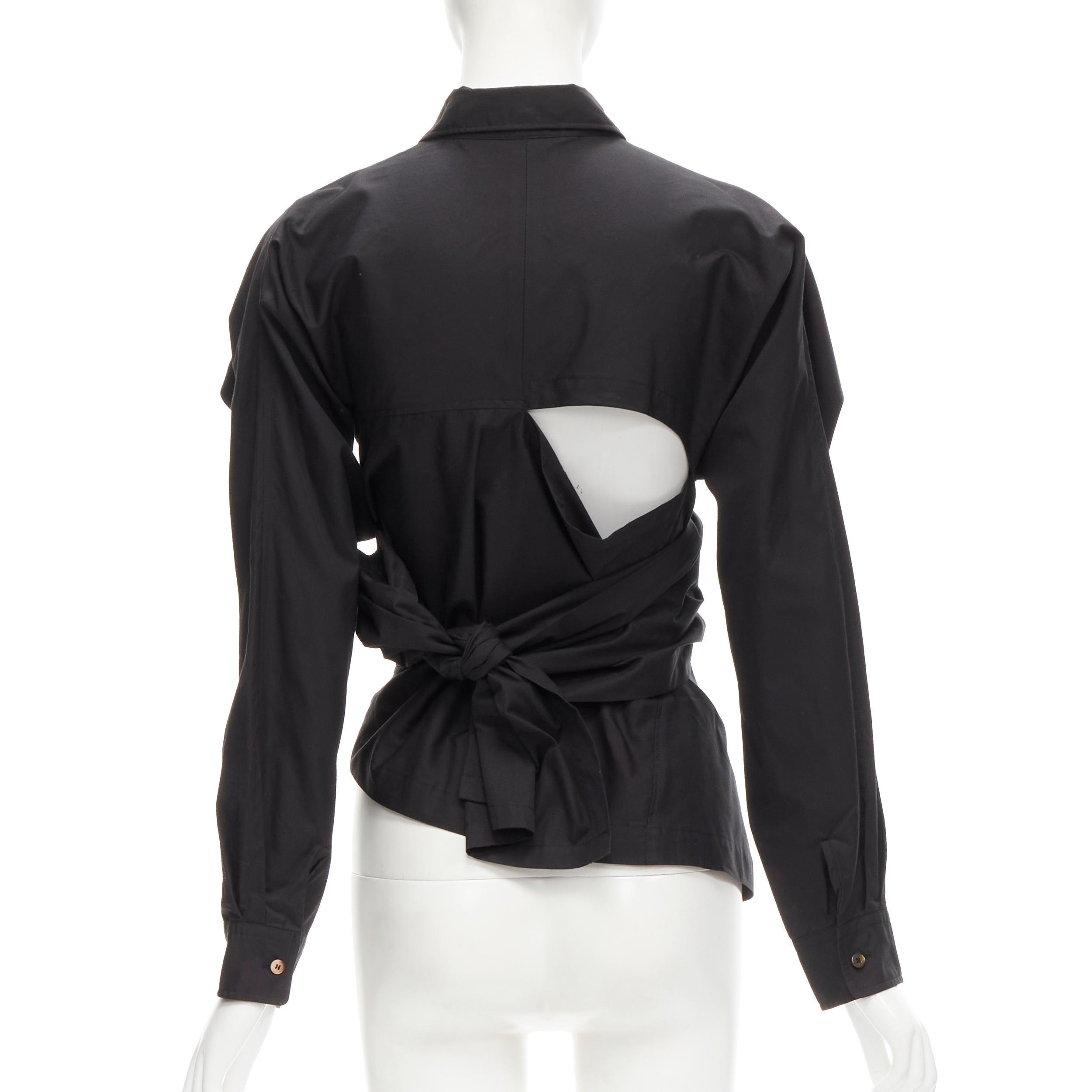 COMME DES GARCONS Vintage 1980's deconstructed wrap bias placket cutout shirt M For Sale 1