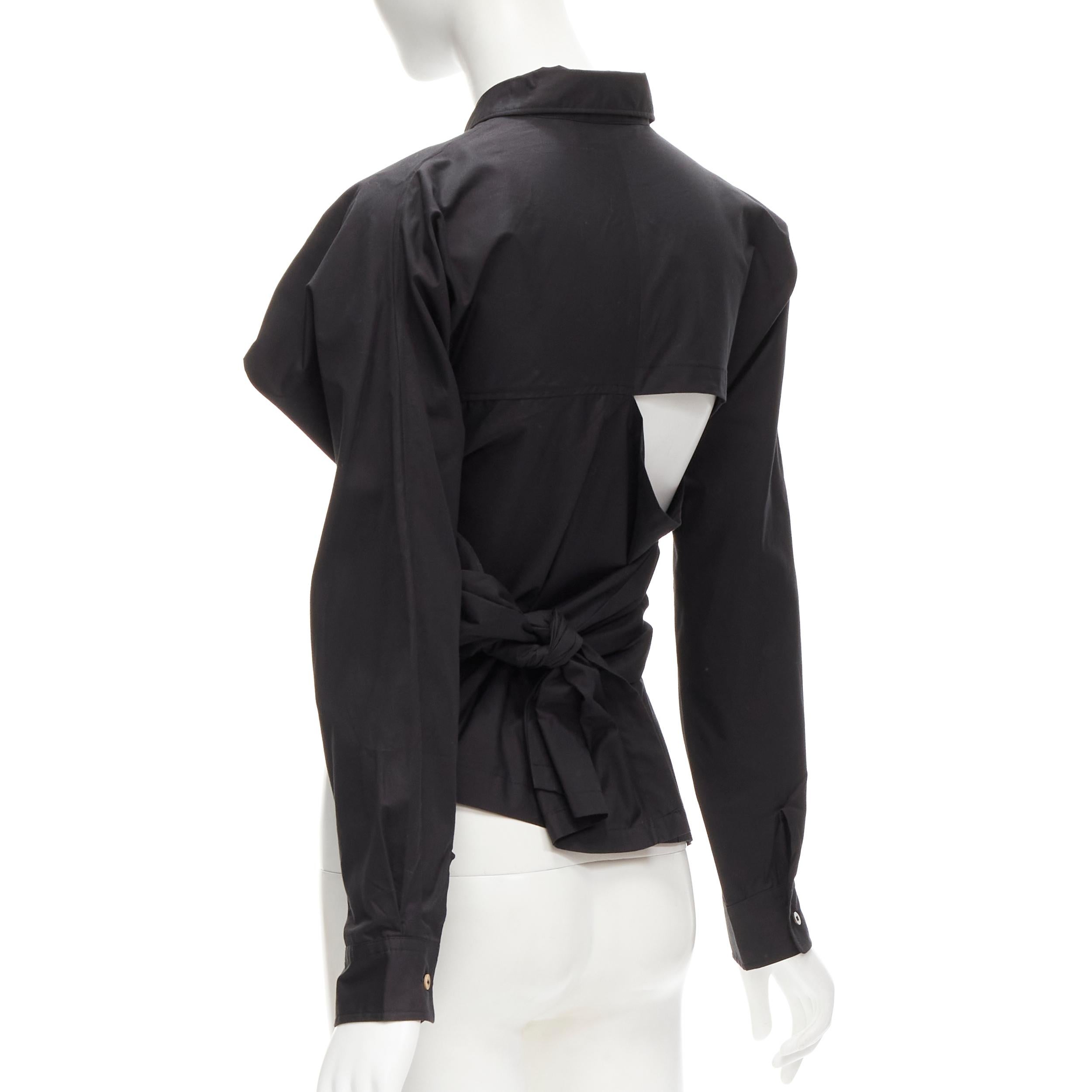COMME DES GARCONS Vintage 1980's deconstructed wrap bias placket cutout shirt M For Sale 3