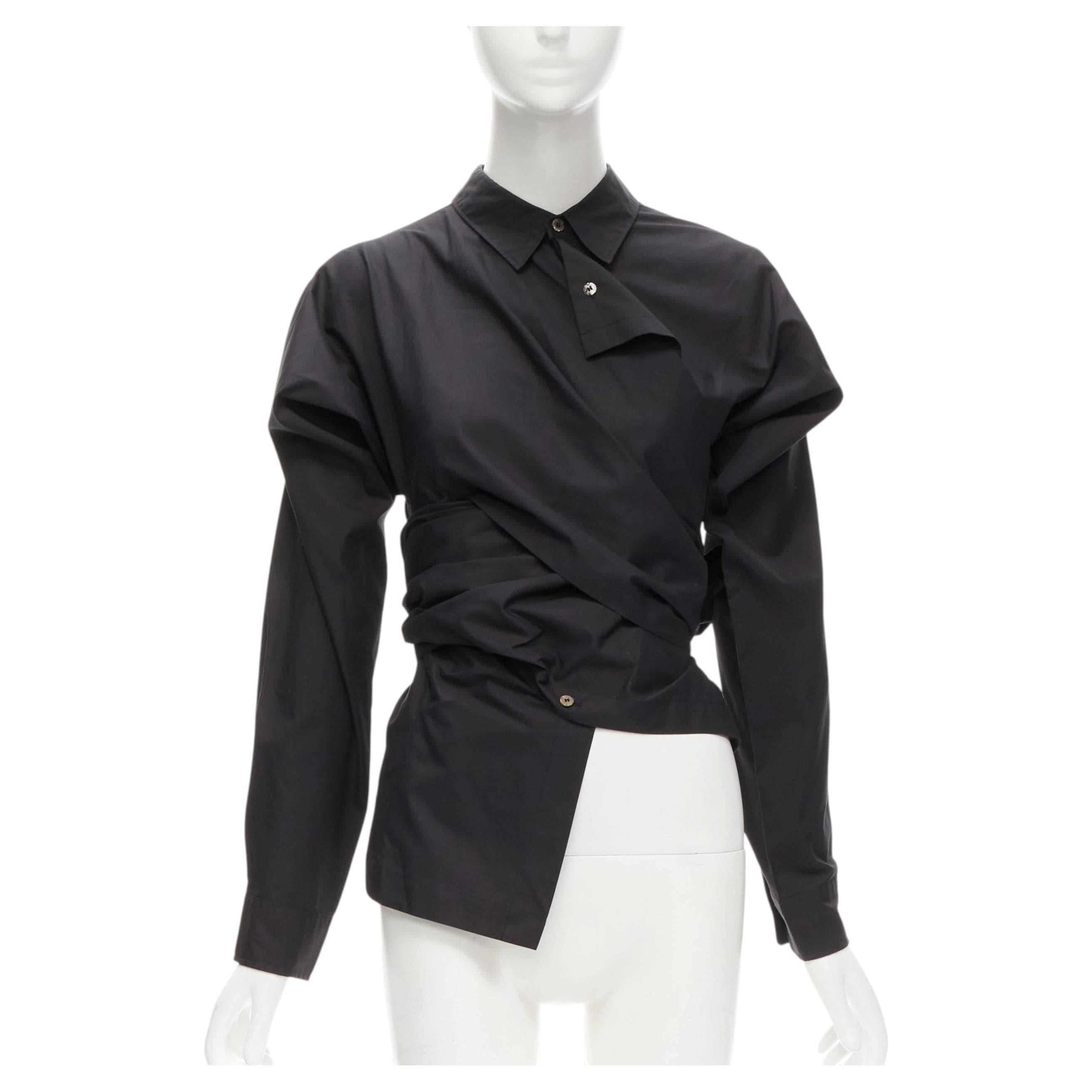 COMME DES GARCONS Vintage años 80 camisa recortada con tapeta al bies M