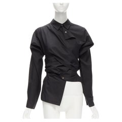 COMME DES GARCONS Vintage 1980's deconstructed wrap bias placket cutout shirt M
