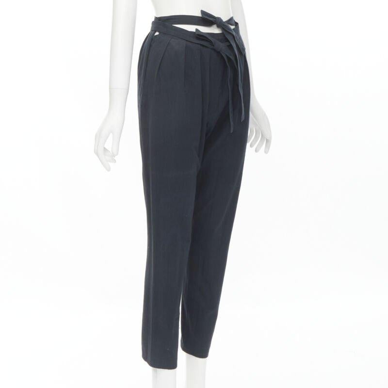 COMME DES GARCONS Vintage 1980er Jahre Hose mit doppelter Schleife und schlanker Taille S (Schwarz) im Angebot