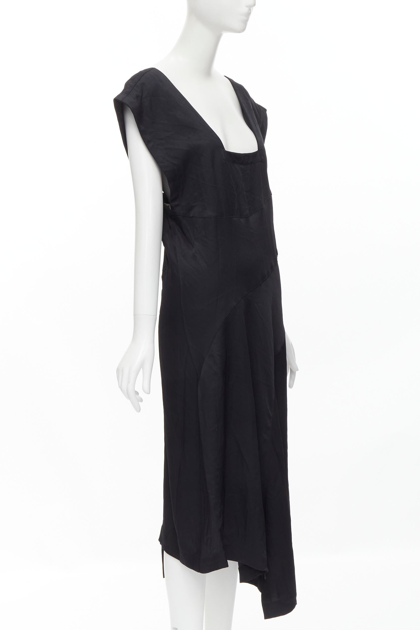 Black COMME DES GARCONS Vintage 1980s square neck oversized bias cut dress For Sale