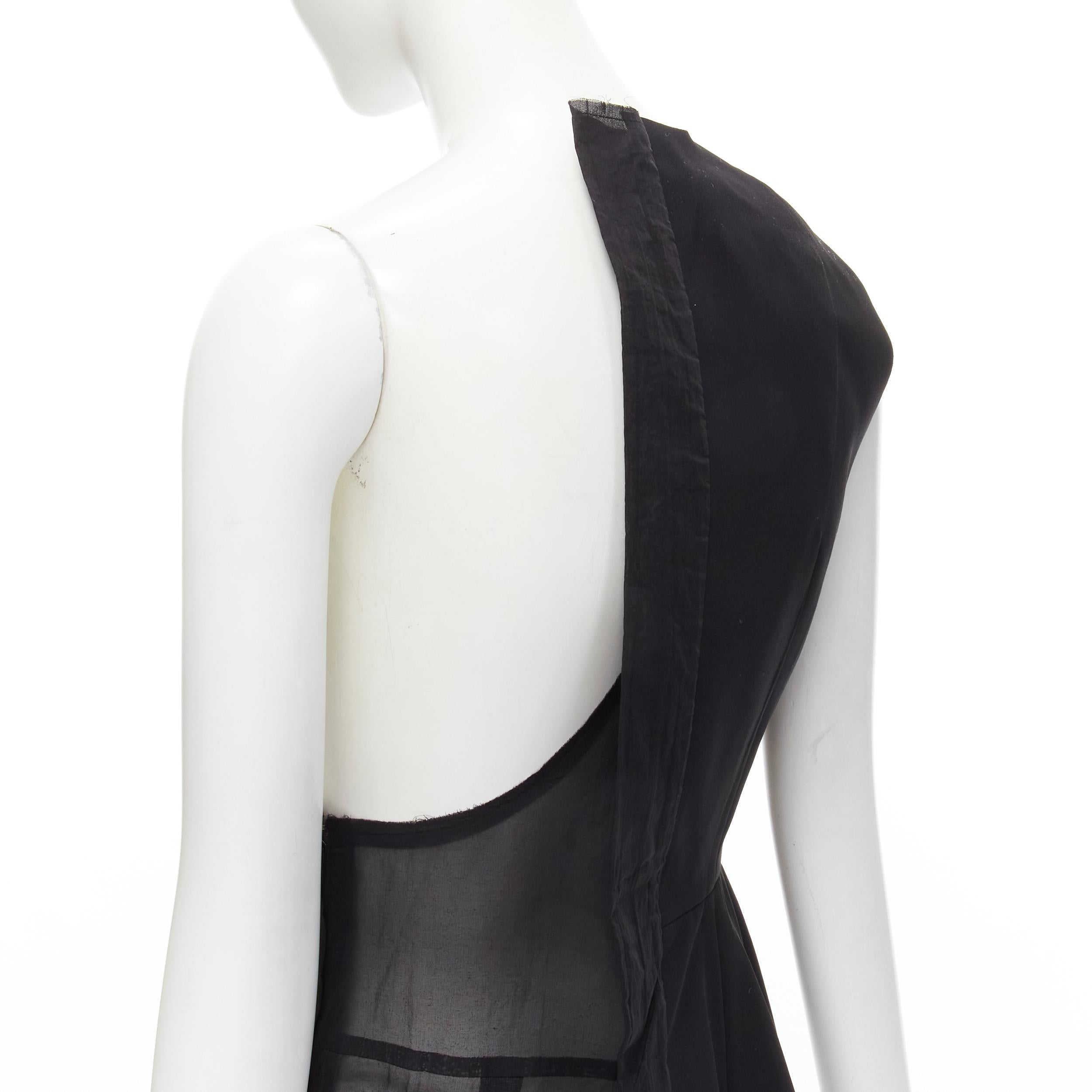 COMME DES GARCONS Vintage 1988 black bi-fabric sheer deconstructed dress S For Sale 5