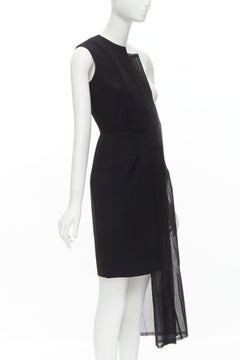 COMME DES GARCONS Vintage 1988 black bi-fabric sheer deconstructed dress S