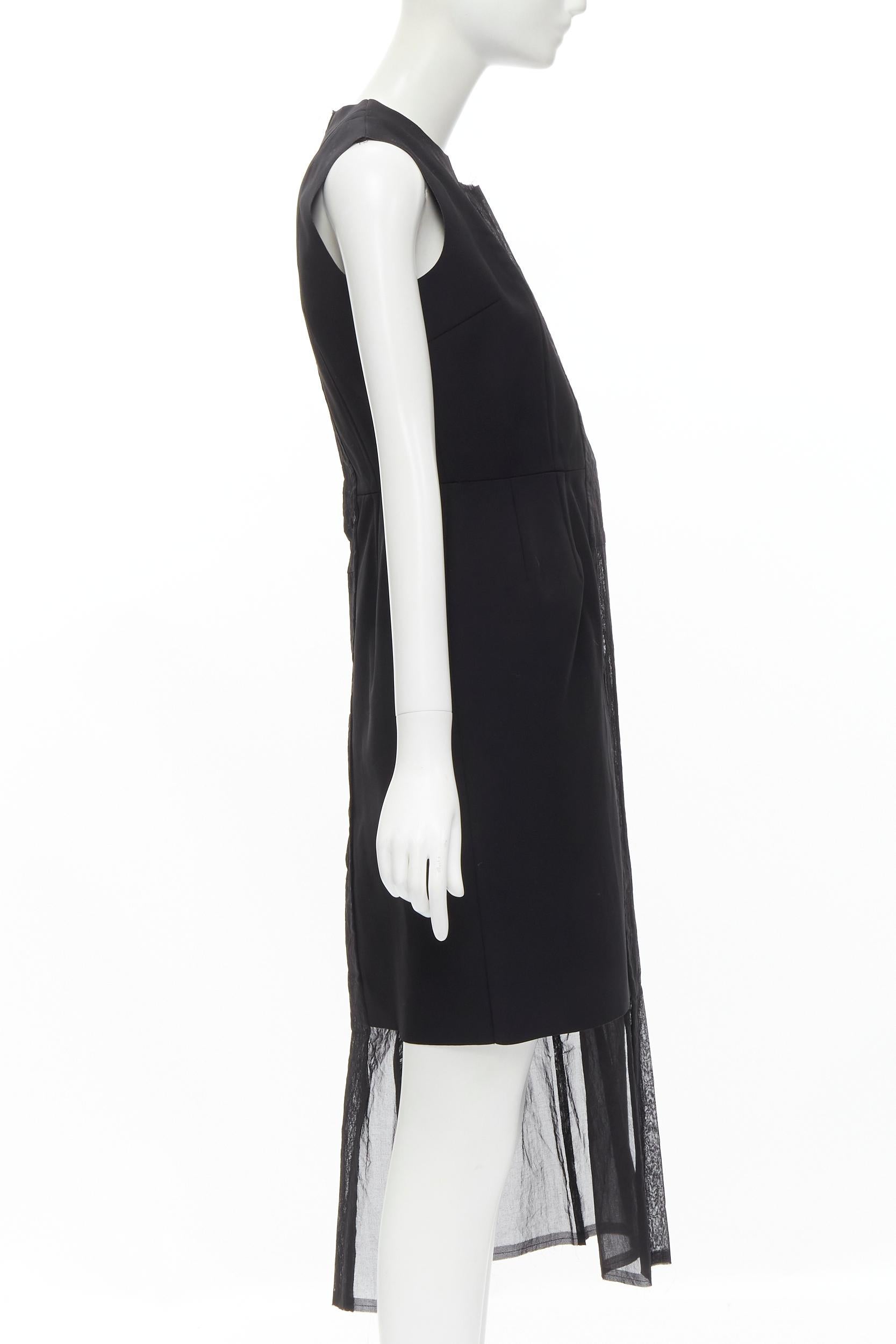 Black COMME DES GARCONS Vintage 1988 black bi-fabric sheer deconstructed dress S For Sale