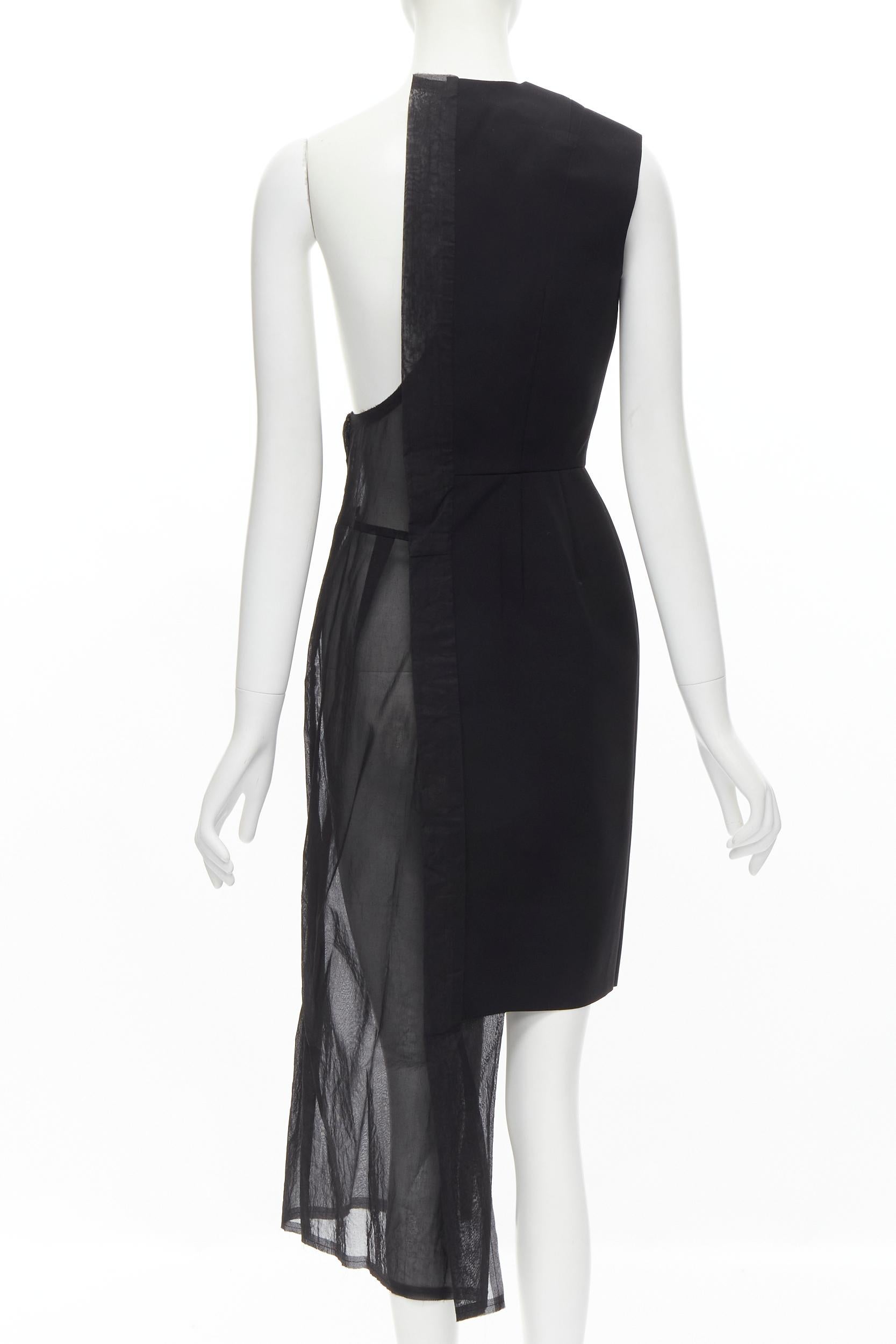 COMME DES GARCONS Vintage 1988 black bi-fabric sheer deconstructed dress S In Excellent Condition For Sale In Hong Kong, NT